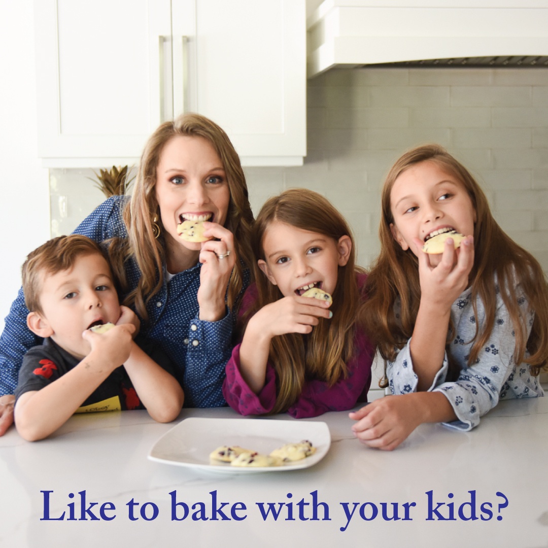 mom and kids eating Lemon Cranberry cookies, baking with kids, recipes for kids, I Am Loved activity journal for kids, bake at home with kids, activities at home for kids